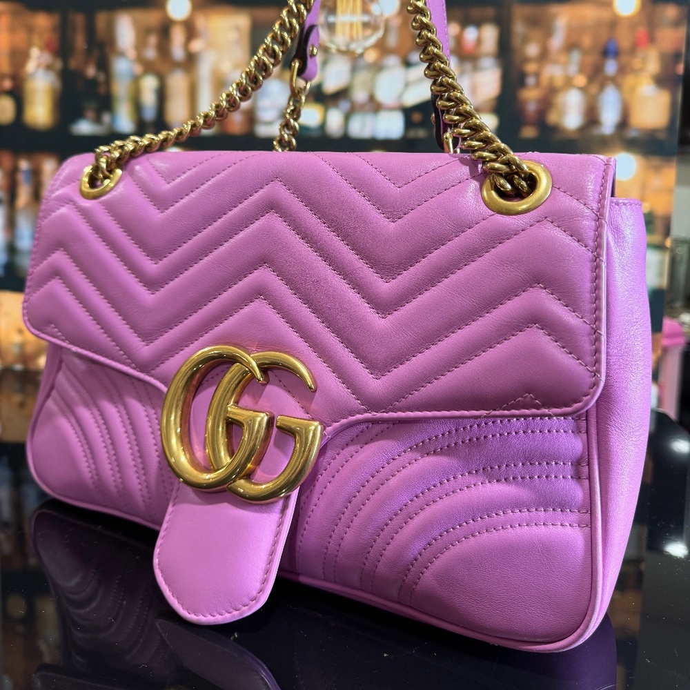 Authentic Gucci large Marmont mauve purple pink color- pristine condition.